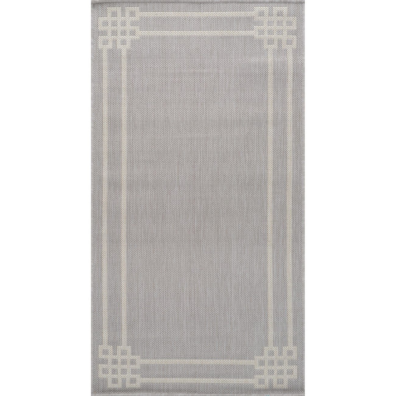 MARY Indoor & Outdoor Modern Light Grey/Ivory Area Rug Flat