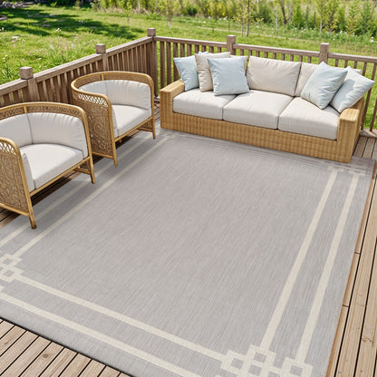 MARY Indoor & Outdoor Modern Light Grey/Ivory Area Rug Roomscene