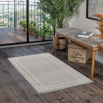 MARY Indoor & Outdoor Modern Light Grey/Ivory Area Rug Roomscene