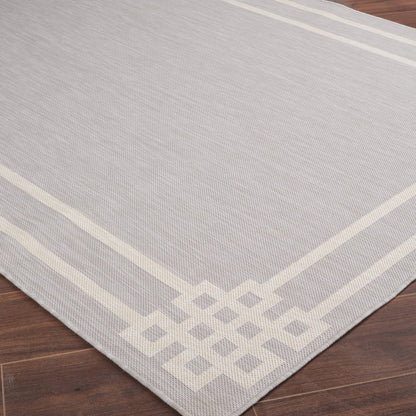 MARY Indoor & Outdoor Modern Light Grey/Ivory Area Rug Corner