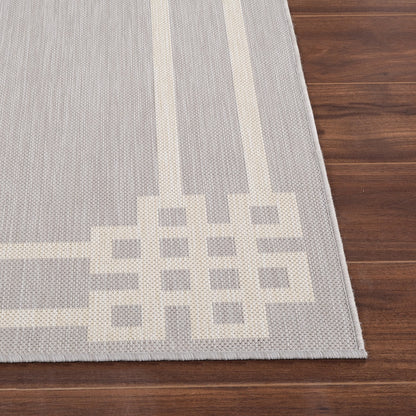 MARY Indoor & Outdoor Modern Light Grey/Ivory Area Rug Front