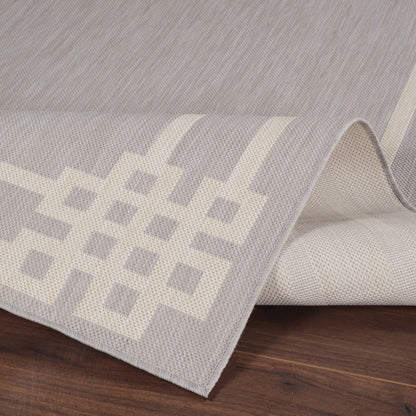 MARY Indoor & Outdoor Modern Light Grey/Ivory Area Rug Fold
