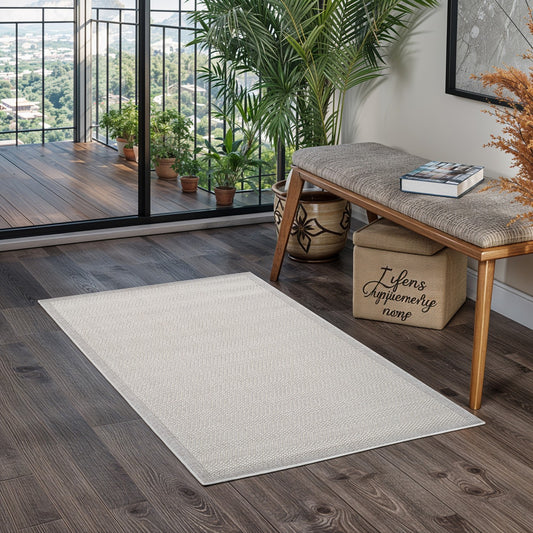 KASSIE Indoor & Outdoor Modern Light Grey/Beige Area Rug Roomscene