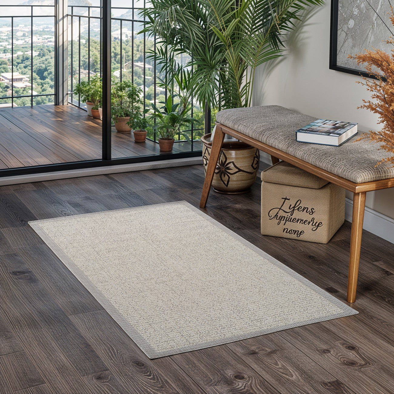 JODY Modern Light Grey/Ivory Area Rug Roomscene