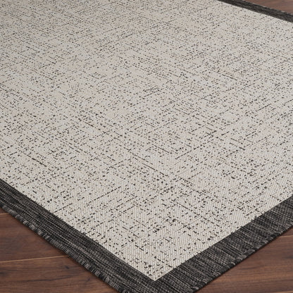 JODY Indoor & Outdoor Modern Black/Ivory Area Rug Corner