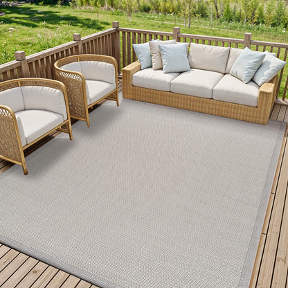 TONIE Indoor & Outdoor Modern Light Grey/Ivory Area Rug Roomscene