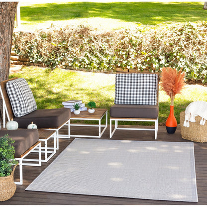 TONIE Indoor & Outdoor Modern Light Grey/Ivory Area Rug Roomscene