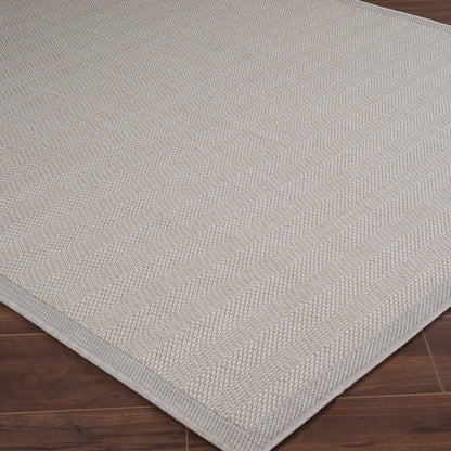 TONIE Indoor & Outdoor Modern Light Grey/Ivory Area Rug Corner