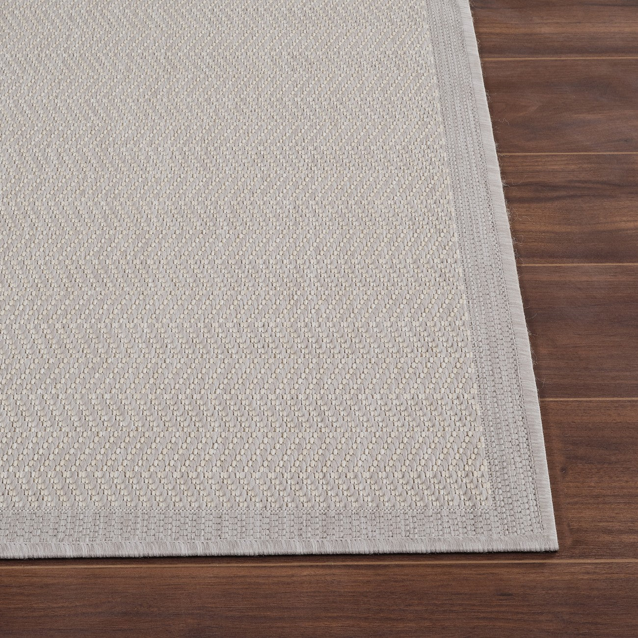 TONIE Indoor & Outdoor Modern Light Grey/Ivory Area Rug Front