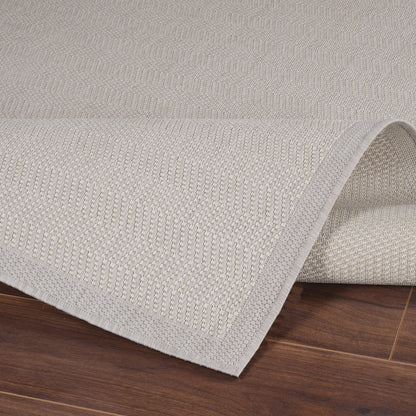 TONIE Indoor & Outdoor Modern Light Grey/Ivory Area Rug Fold