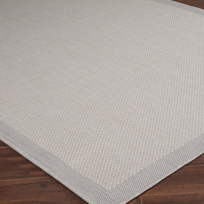 KACEY Indoor & Outdoor Modern Light Grey/Cream Area Rug Corner