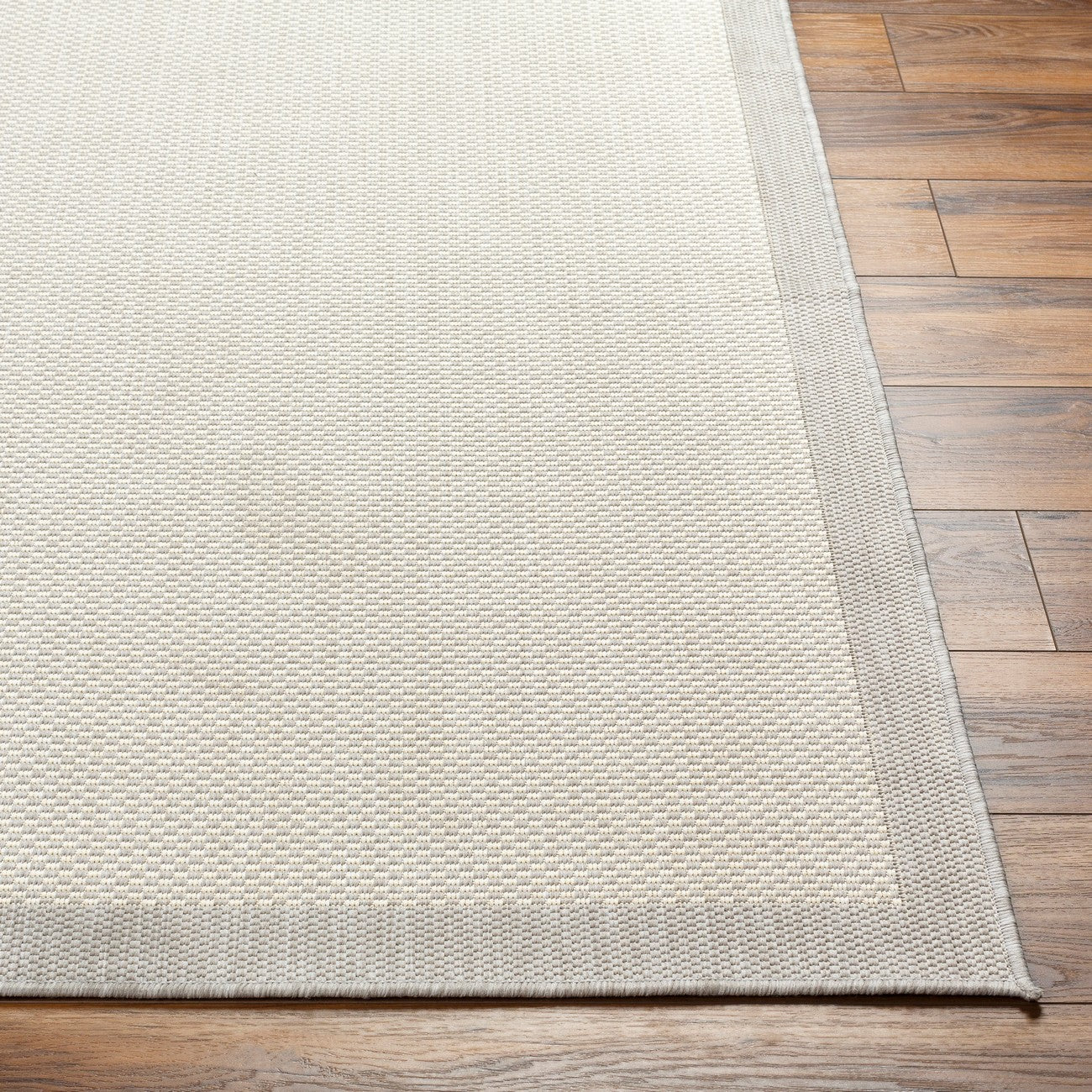 KACEY Indoor & Outdoor Modern Light Grey/Cream Area Rug Front