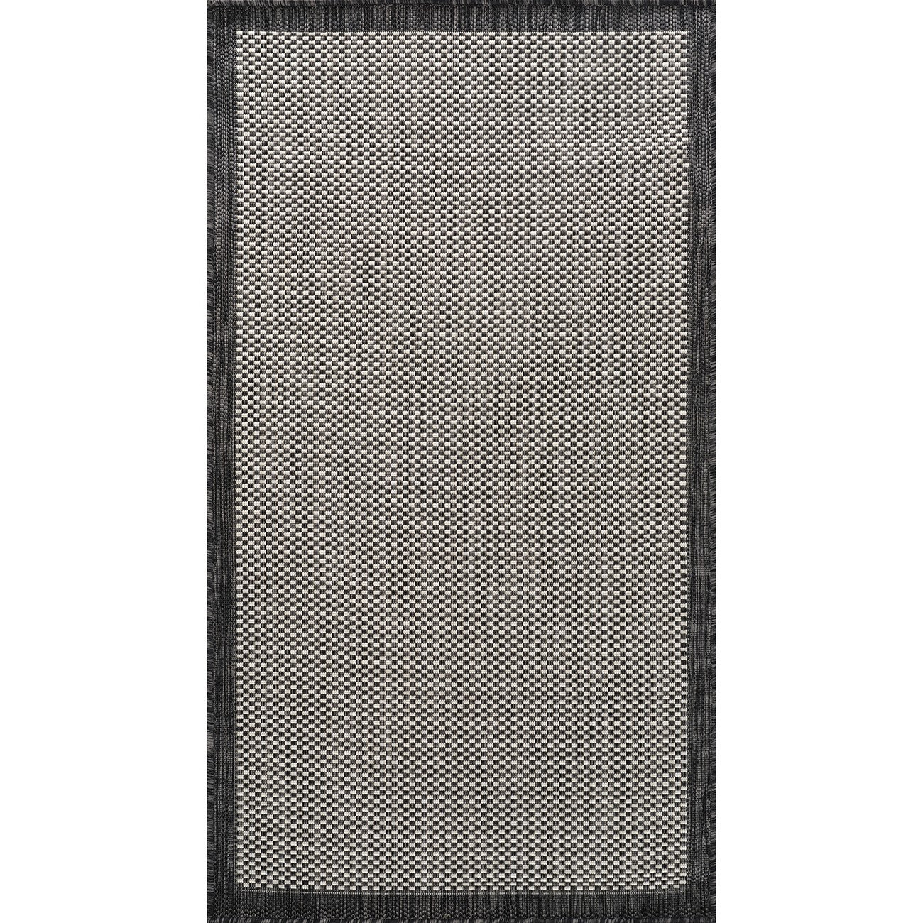 KACEY Indoor & Outdoor Modern Black/Cream Area Rug Flat