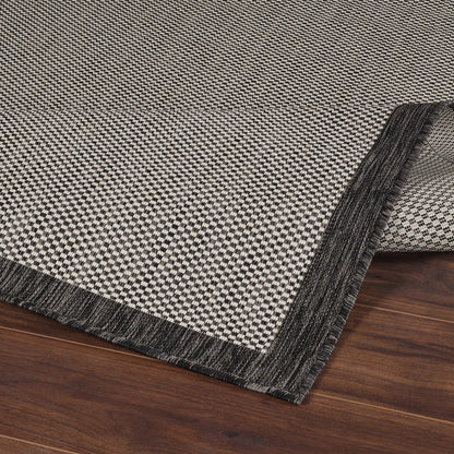 KACEY Indoor & Outdoor Modern Black/Cream Area Rug Fold