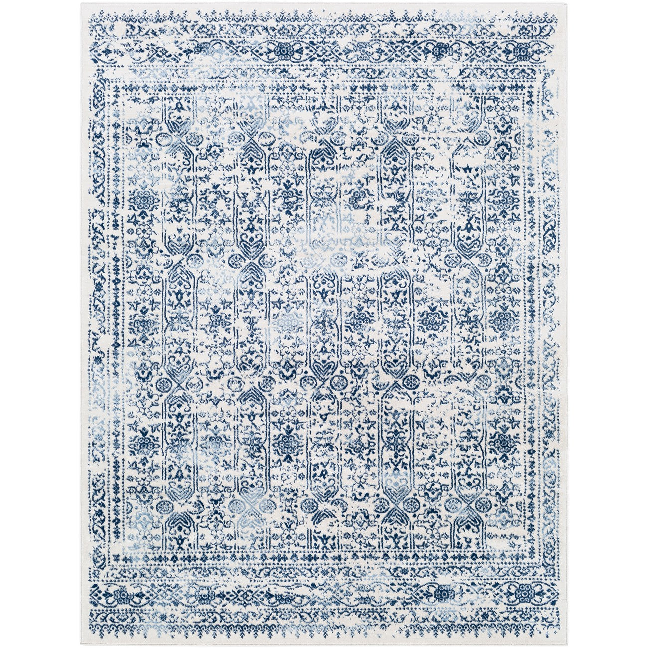 VICKY Vintage Traditional Oriental Boho Dark Blue Area Rug Flat