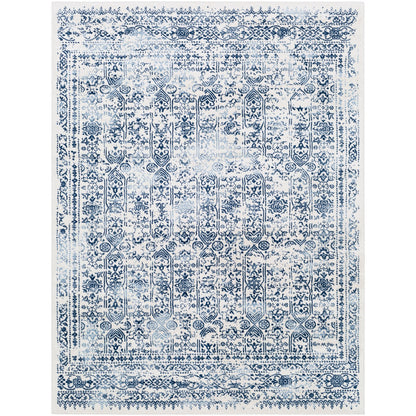 VICKY Vintage Traditional Oriental Boho Dark Blue Area Rug Flat