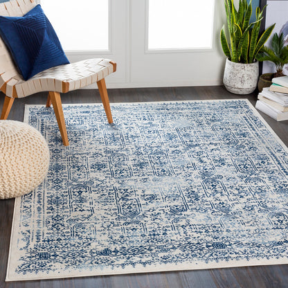 VICKY Vintage Traditional Oriental Boho Dark Blue Area Rug Roomscene