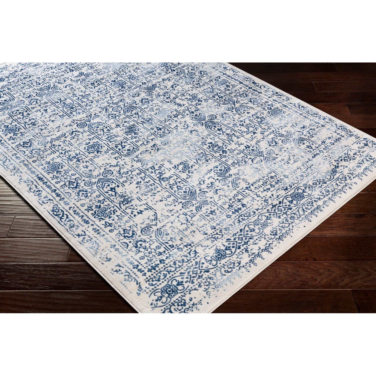 VICKY Vintage Traditional Oriental Boho Dark Blue Area Rug Corner
