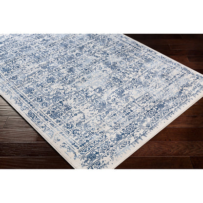 VICKY Vintage Traditional Oriental Boho Dark Blue Area Rug Corner