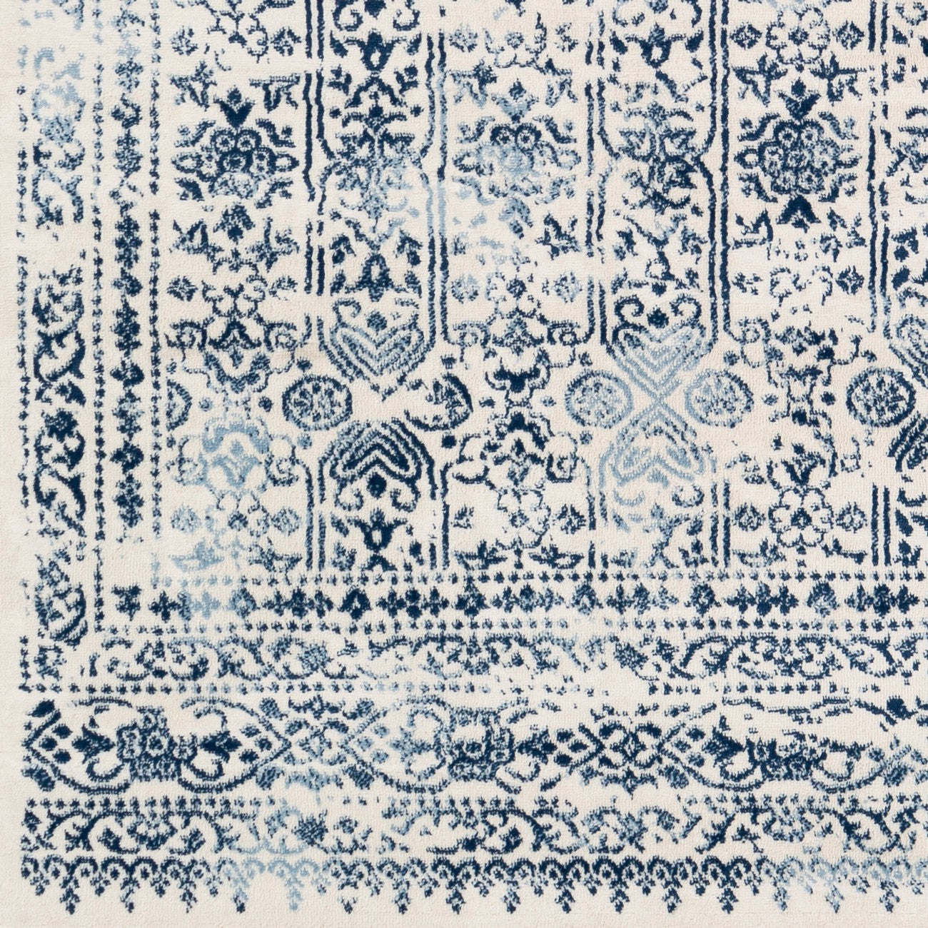 VICKY Vintage Traditional Oriental Boho Dark Blue Area Rug Swatch