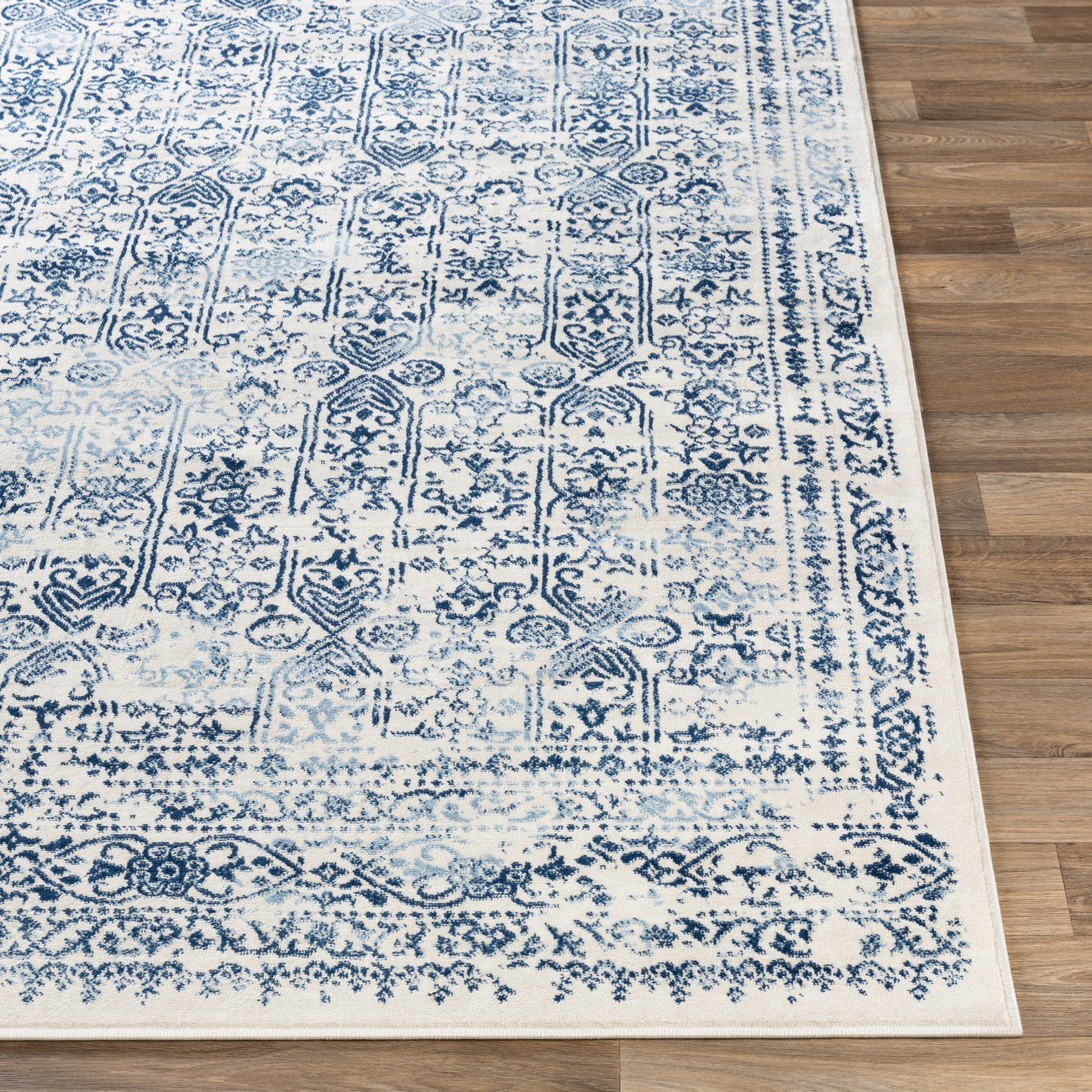 VICKY Vintage Traditional Oriental Boho Dark Blue Area Rug Front