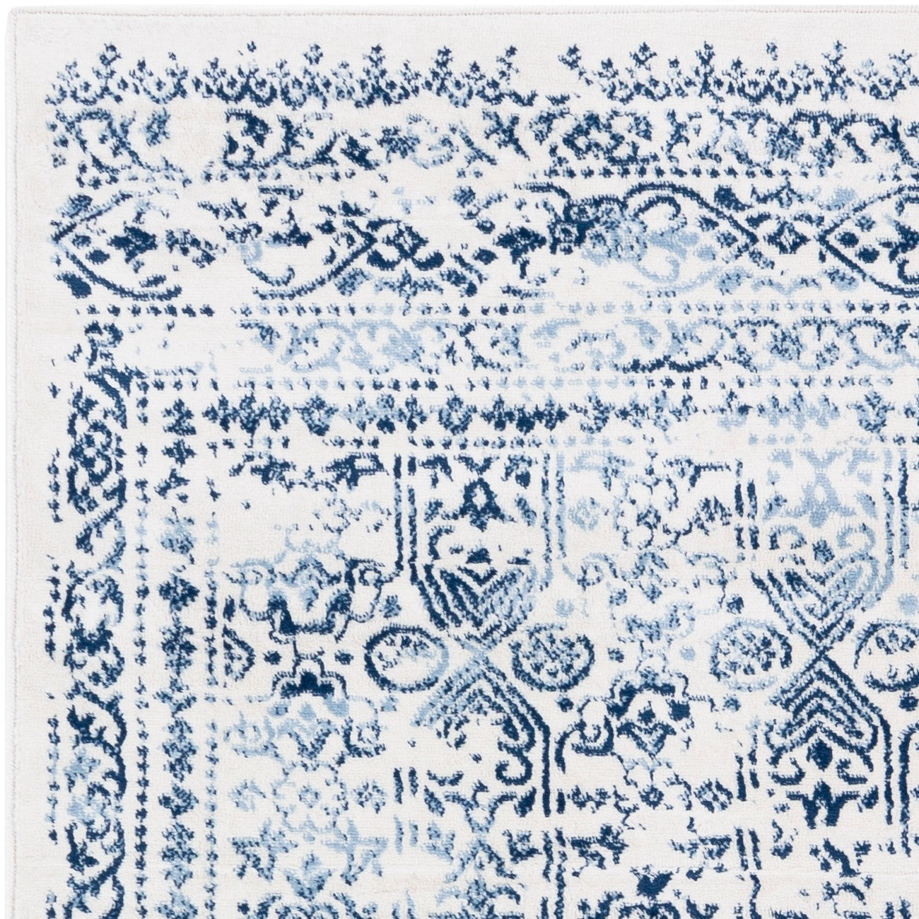 VICKY Vintage Traditional Oriental Boho Dark Blue Area Rug Zoom