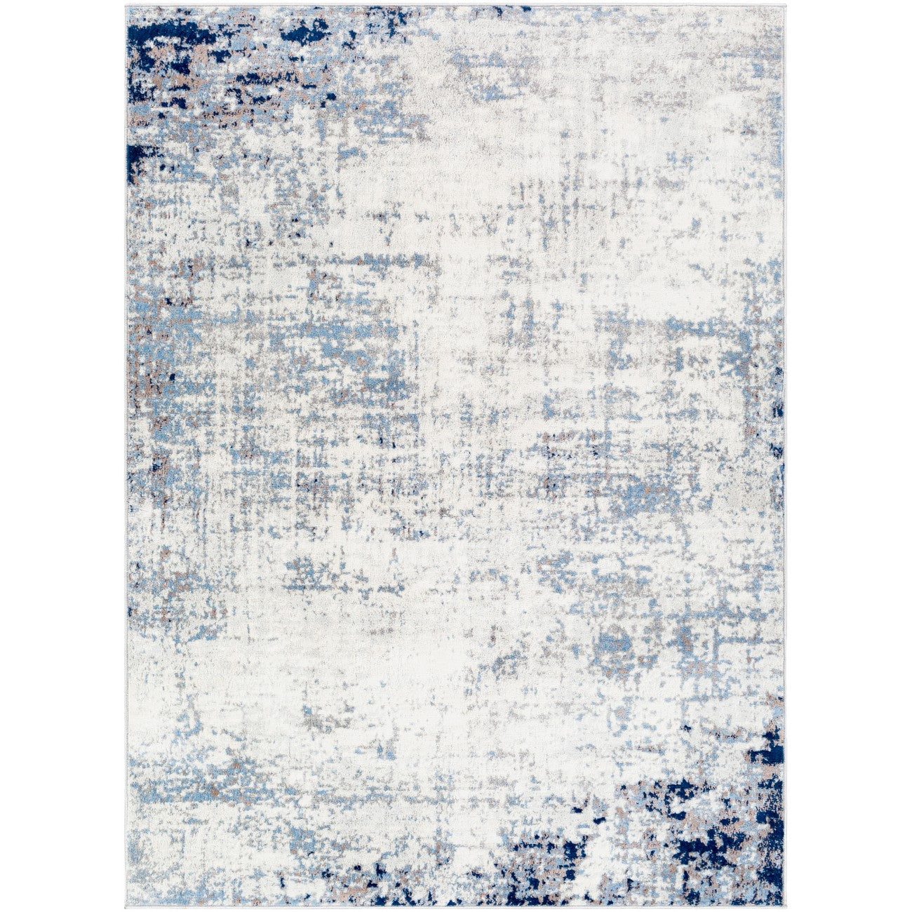 ALIX Abstract Modern Marble Dark Blue Area Rug Flat