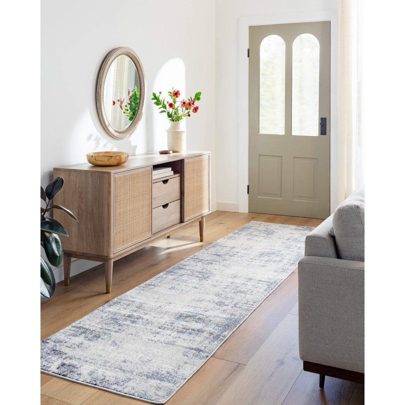 ALIX Abstract Modern Marble Dark Blue Area Rug Roomscene