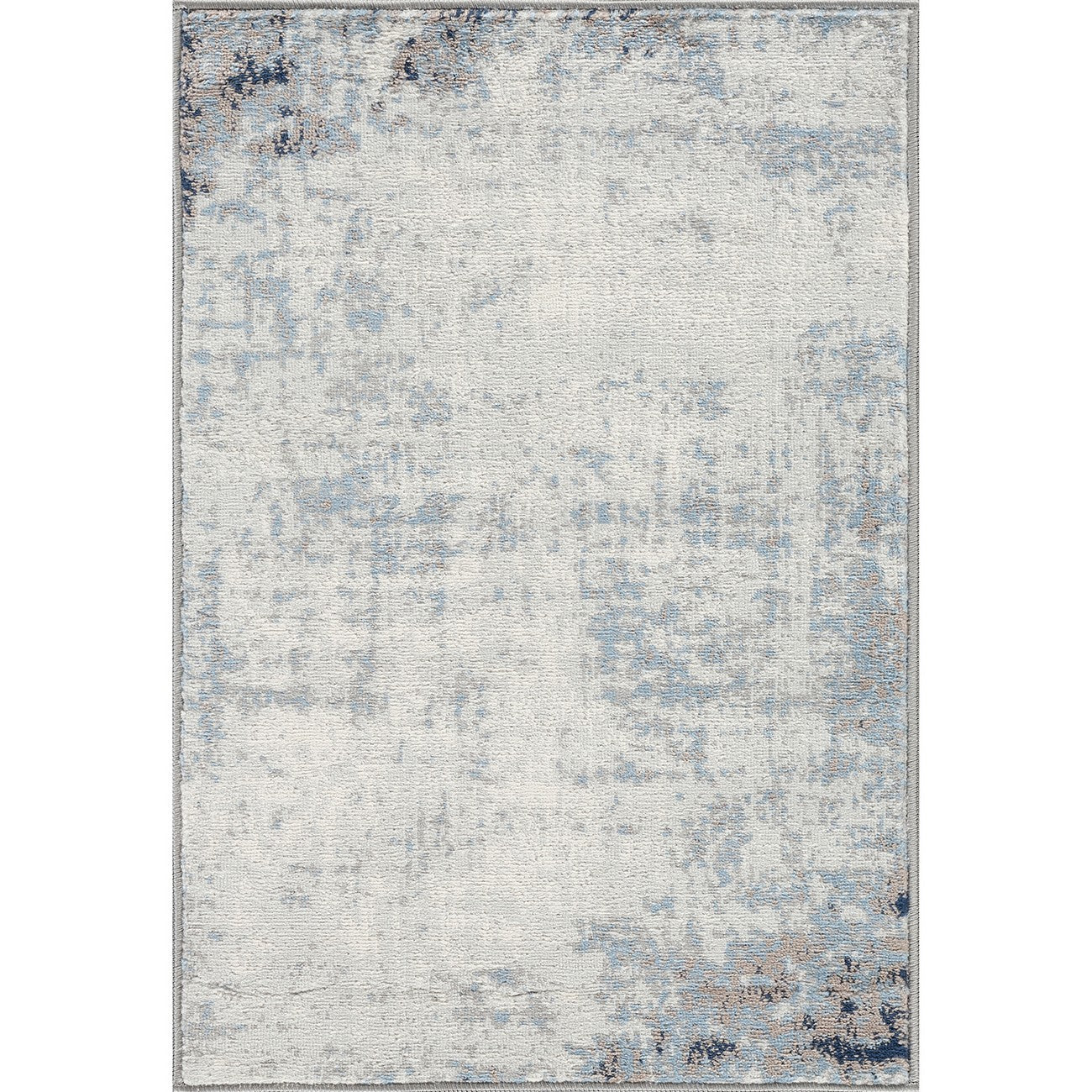 ALIX Abstract Modern Marble Dark Blue Area Rug Flat