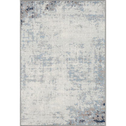 ALIX Abstract Modern Marble Dark Blue Area Rug Flat