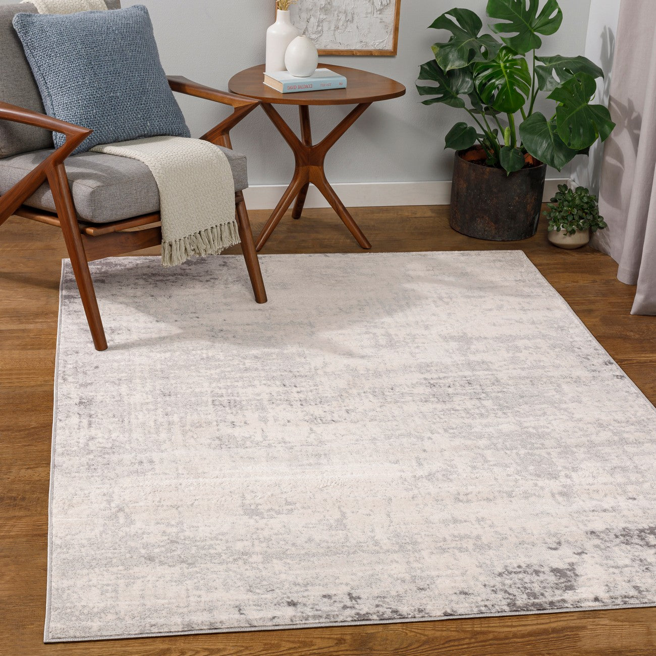 ALIX Abstract Modern Marble Charcoal Area Rug Roomscene