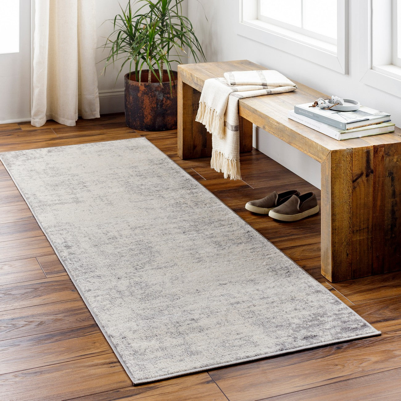 ALIX Abstract Modern Marble Charcoal Area Rug Roomscene