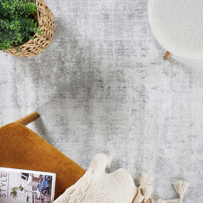 ALIX Abstract Modern Marble Charcoal Area Rug Swatch