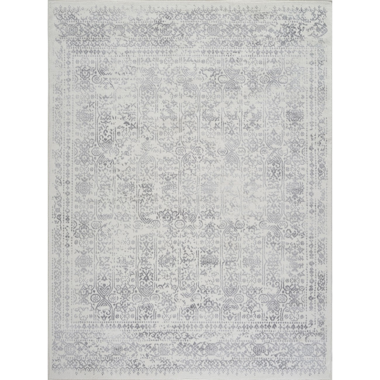 VICKY Vintage Traditional Oriental Boho Grey Area Rug Flat