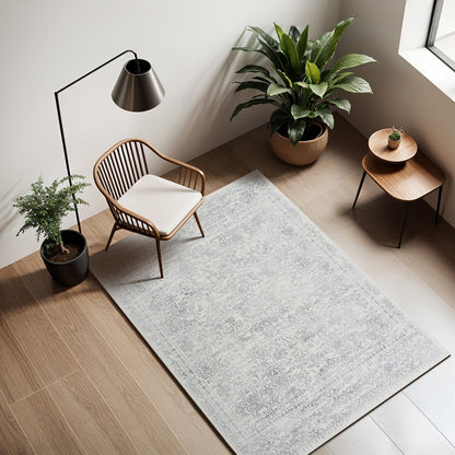 VICKY Vintage Traditional Oriental Boho Grey Area Rug Roomscene