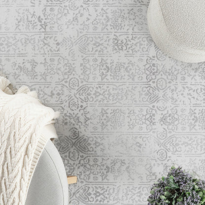 VICKY Vintage Traditional Oriental Boho Grey Area Rug Swatch