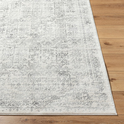 VICKY Vintage Traditional Oriental Boho Grey Area Rug Front