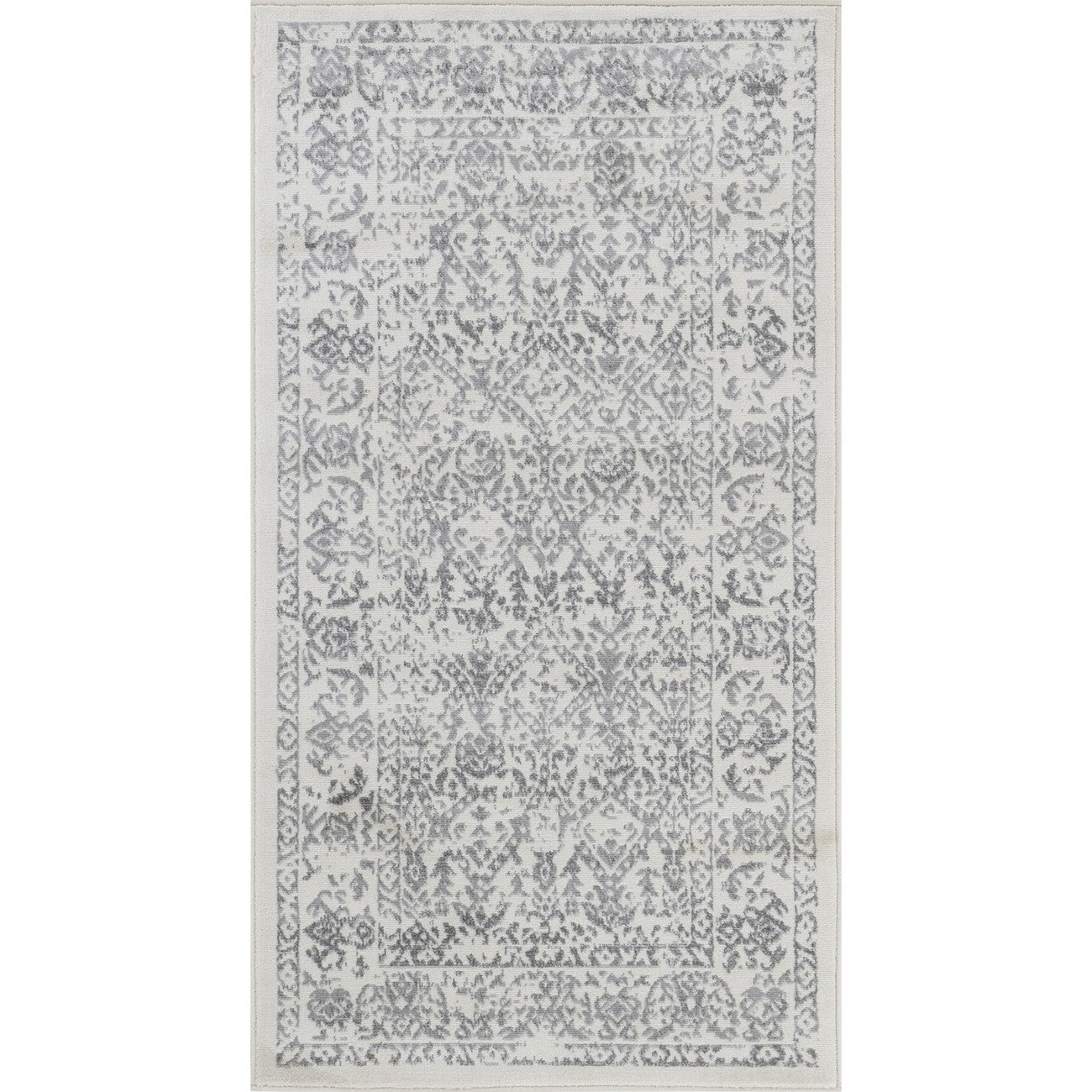MARGAUX Vintage Traditional Oriental Boho Grey/Ivory Area Rug Flat