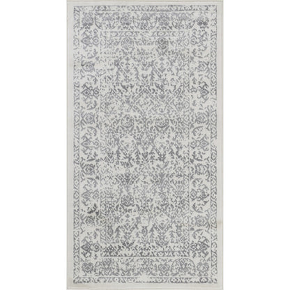 MARGAUX Vintage Traditional Oriental Boho Grey/Ivory Area Rug Flat