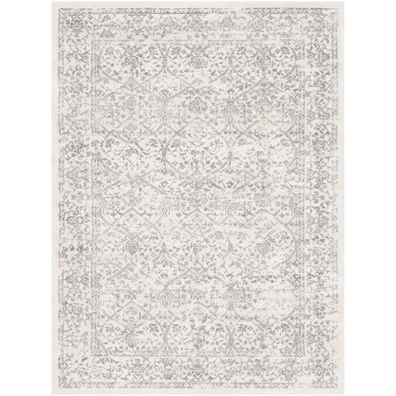MARGAUX Vintage Traditional Oriental Boho Grey/Ivory Area Rug Flat