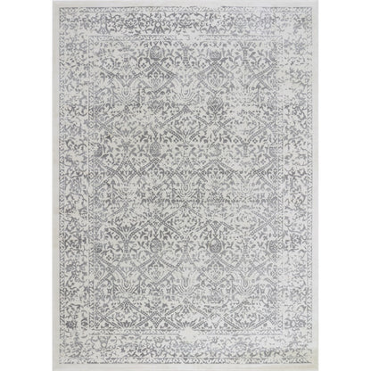 MARGAUX Vintage Traditional Oriental Boho Grey/Ivory Area Rug Flat