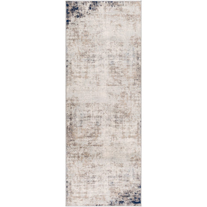 ALIX Abstract Modern Marble Blue/Ivory Area Rug Flat