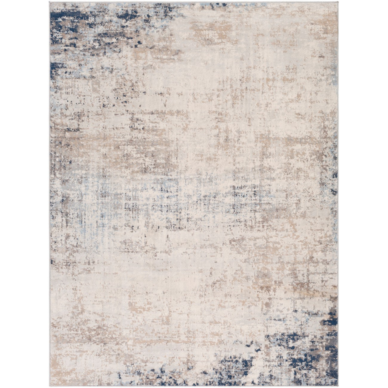 ALIX Abstract Modern Marble Blue/Ivory Area Rug Flat