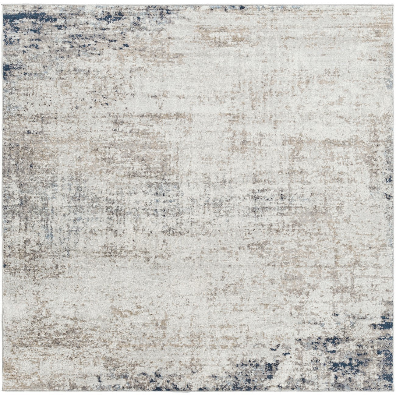 ALIX Abstract Modern Marble Blue/Ivory Area Rug Flat