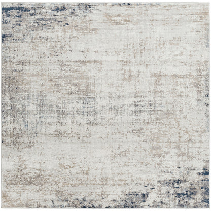 ALIX Abstract Modern Marble Blue/Ivory Area Rug Flat