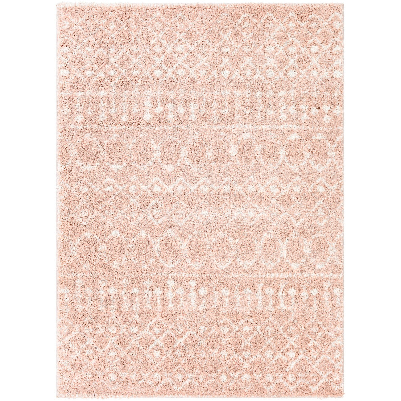 SAANJH Shaggy Global Plush Pile Blush Area Rug Flat