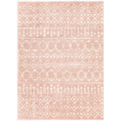 SAANJH Shaggy Global Plush Pile Blush Area Rug Flat