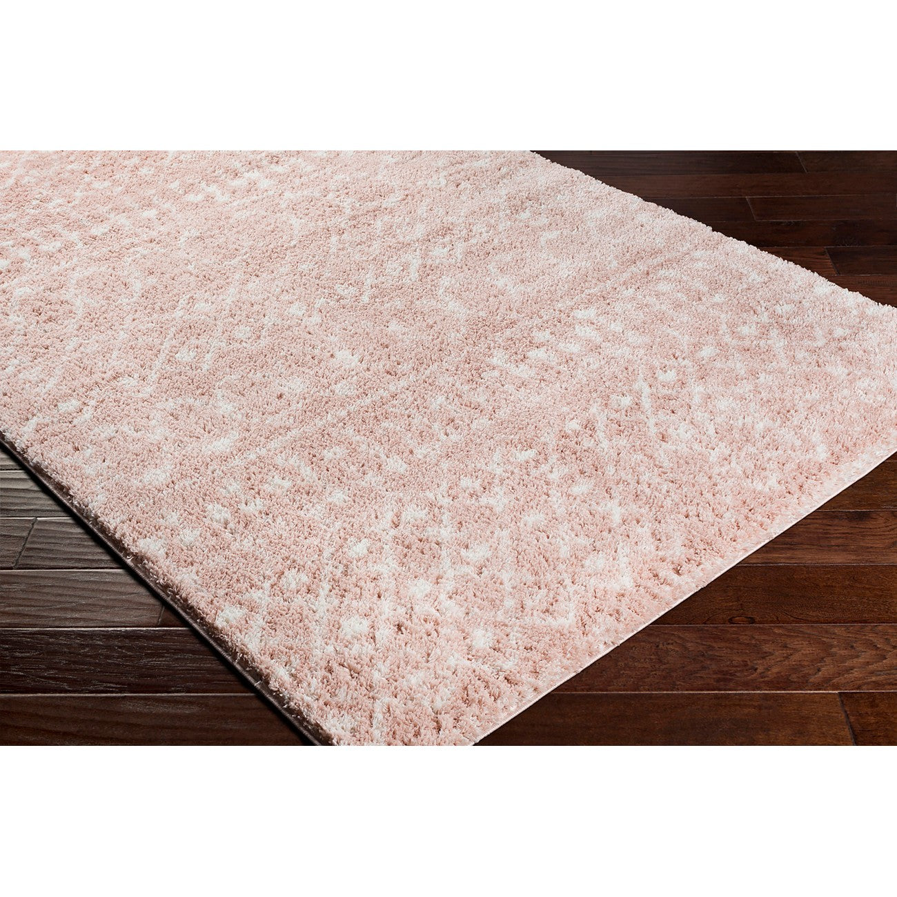 SAANJH Shaggy Global Plush Pile Blush Area Rug Corner