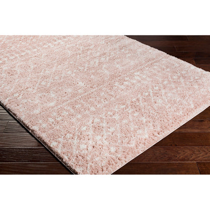 SAANJH Shaggy Global Plush Pile Blush Area Rug Corner
