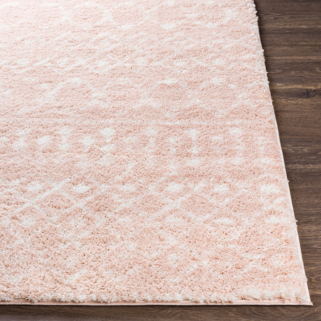 SAANJH Shaggy Global Plush Pile Blush Area Rug Front